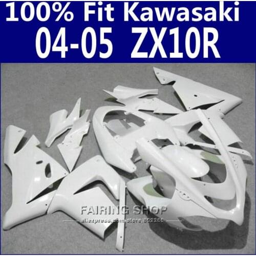 Pure white Fairing kit Zx10r 2004 2005 04 05 For Kawasaki Ninja Injection mold Fairings EMS free x60