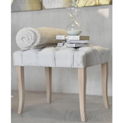 Upholstered Velvet Bench natural beech leg hallway bedroom living room bathroom home furniture 59х39х47 см