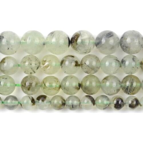 Natural Green Prehnites Round Loose Spacer Beads For Jewelry Making DIY Bracelet Handmade 4/6/8/10mm