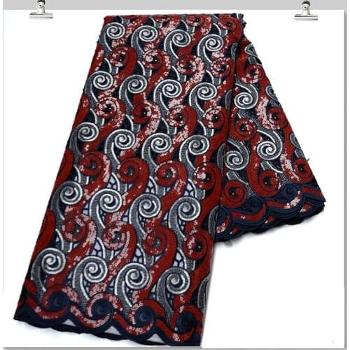 Nigerian African Sequins Lace Fabric Latest Organza French Mesh Lace Fabric 2021 High Quality Hand cutting Lace For Party Sewing