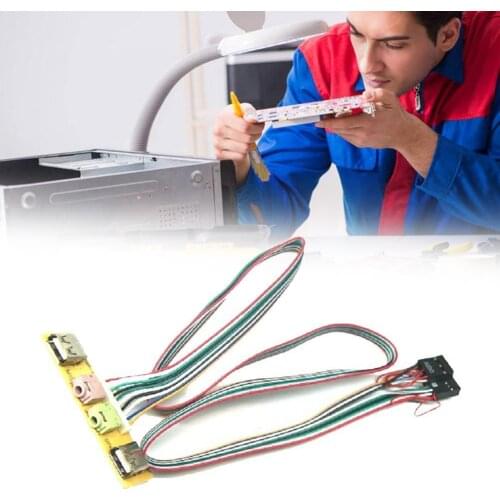 New 1Pcs Power Supply Cable Adapter 2 USB PC Computer Extension Panel Port Earphone Cable Mic Audio USB Wire Front Case 6.8 J6E5