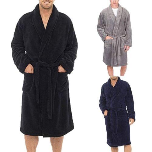 2020 New Mens Winter Warm Robes Thick Lengthened Plush Shawl Bathrobe Kimono Home Clothes Long Sleeved Robe Coat peignoir homme