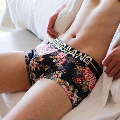 New WJ European and American style mens underwear personalized cartoon printed silm boxer