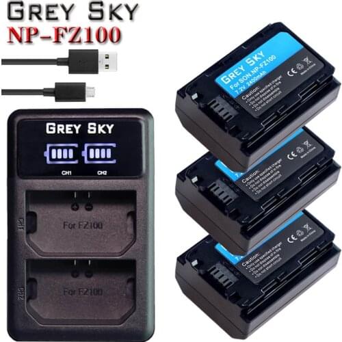 NP-FZ100 NPFZ100 NP FZ100 Battery + LCD Dual USB Charger for Sony NP-FZ100, BC-QZ1, Sony a9, a7R III, a7 III, ILCE-9 NP FZ100