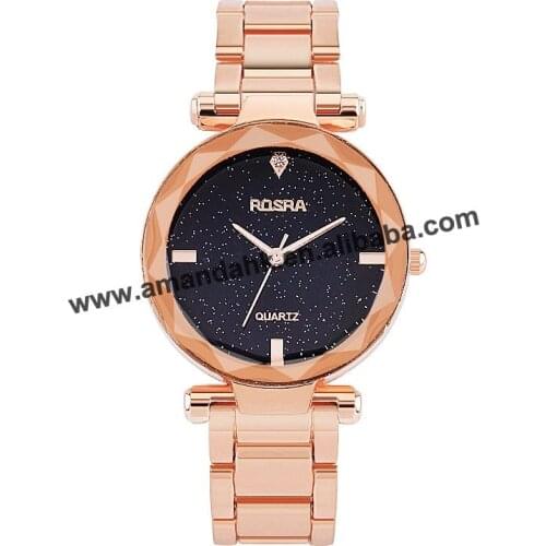 Wholesale Alloy Casual Rhinestone Watches Fashion Woman Wrist Watch Metal Watchband Lady Dress Wristwatch Rosa 8617
