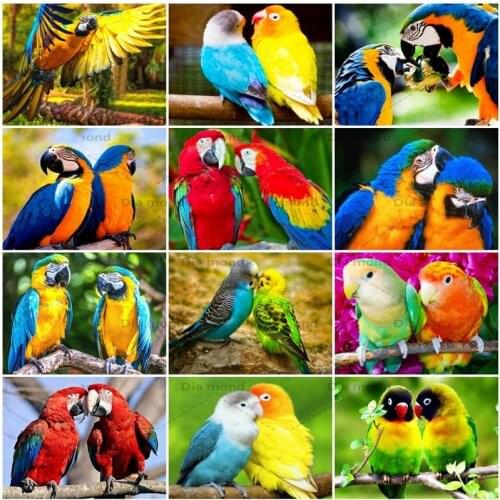 Full Drill Diamond Painting Parrot Bird Cross Stitch Kits 5D Diamond Embroidery Animal Mosaic Handmade Rhinestones Home Decor