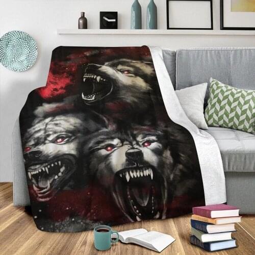 Snow Wolf Printing Series Household Bedroom Sofa Portable Shawl Warm Blanket Comfortable Soft Flannel Shawl Heating Anti Pilling