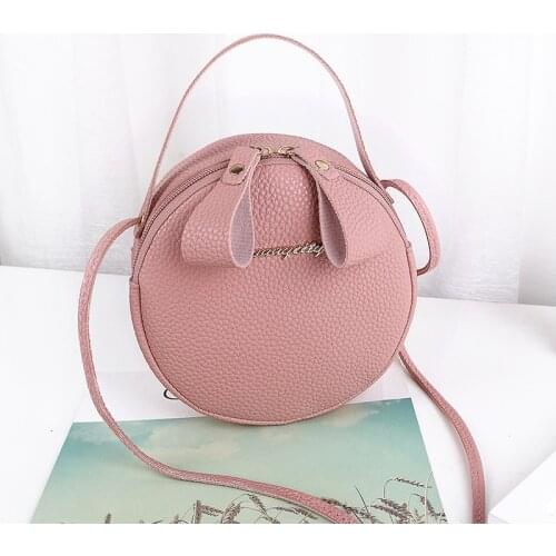 Women PU Leather Casual Small Circular Bag Girls Shopping Cluth Purse Ladies Simple Mobile Phone Shoulder Crossbody Bags Handbag
