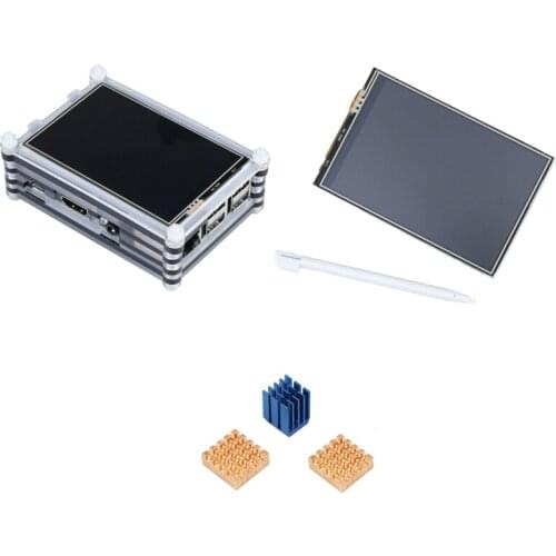 Raspberry Pi 3 Model B+3.5 Inch TFT LCD Display Screen+Acrylic Case for Raspberry Pi 3 Model B plus Aluminum Copper Heat Sink