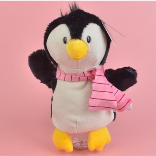 Pink Scarf Penguin Parrot hand puppet Learning plush toy, Stuffed Baby / Kids Develop Doll Toy Gift
