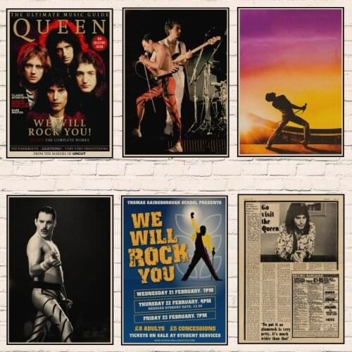 Queen Band Music Kraft Paper Poster Vintage High quality Printing Drawing core Decorative Painting Wall Sticker 1006
