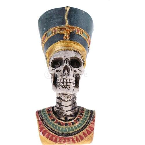 Ancient Egyptian Pharaoh Figurine Statue Resin Skull for Halloween Decoration Collectible Birthday Gift