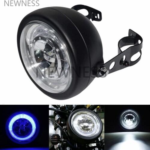 LED Motorcycle Headlamp Universal 7 Inch Motorbike Refit Headlight DC 12V Scooter Fashion Head Light Motor Retro Black Round led