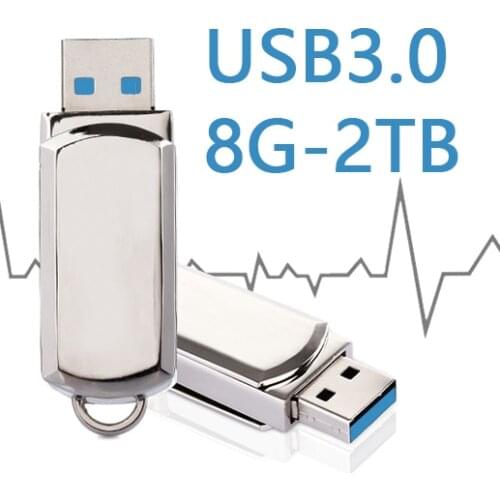 HOT USB 3.0 Flash Drive 32/64/128GB Pen Drive 16GB 8GB Keychain Memory Stick Metal Pendrive 1TB 2TB Classic Design USB Gadget