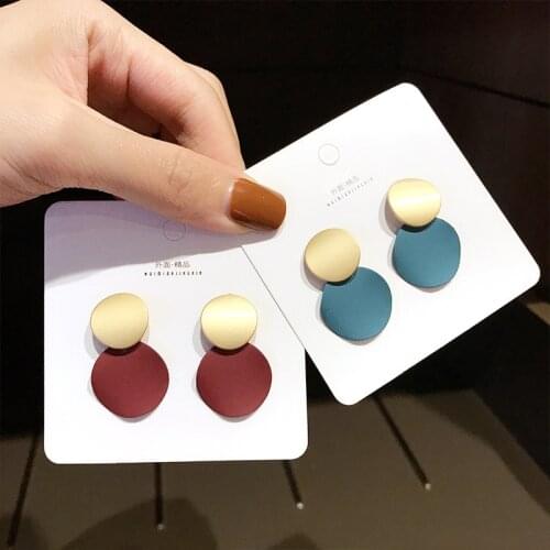 2020 trend Geometric Round Disc Clip Earrings Without Piercing for Women Gold Colorful Metal Ear Clips Trendy Brincos Jewelry