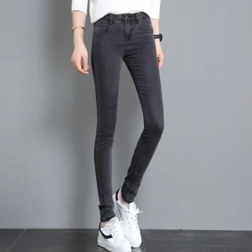Women 2021 Spring Fashion High Waist Slim Pencil Pants Female Stretch Skinny Denim Trousers Ladies New Thin Tight Jeans P06