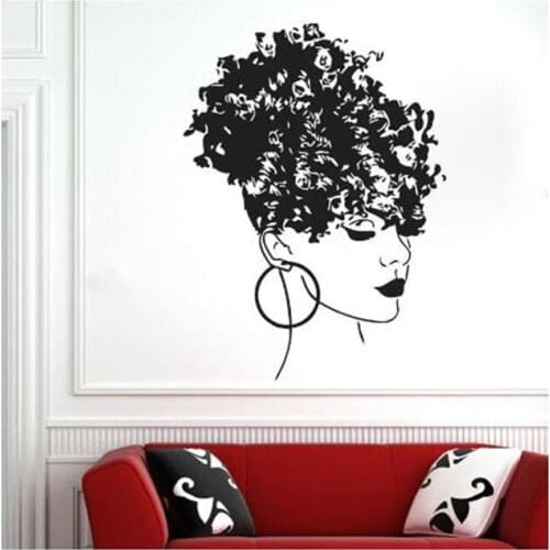 Woman Face African American Black Mural Art African Style Wall Decal Beauty Salon Girl Bedroom Home Decor Vinyl Wall Sticker