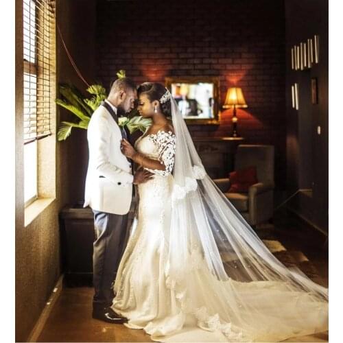 Mermaid Wedding Dresses 2023 Vestido De Noiva Long Sleeve Lace Wedding Gowns Black Girl Women Bride Dress