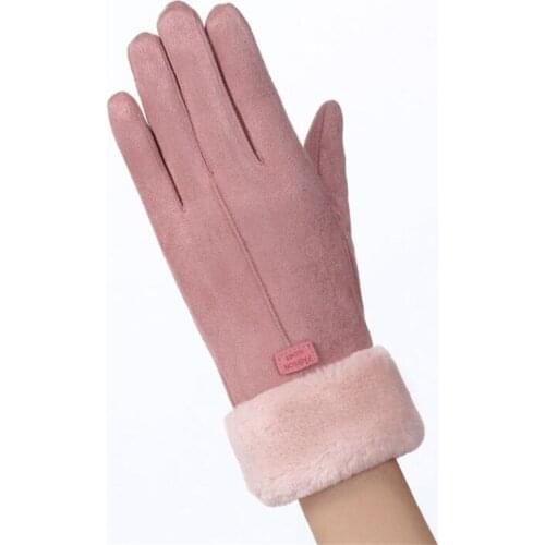 Winter Suede Warm Touch Screen Gloves Sport Running Biking Gloves For Men Women Reflective Thicken Keep Warm Gloves Furry Mitten