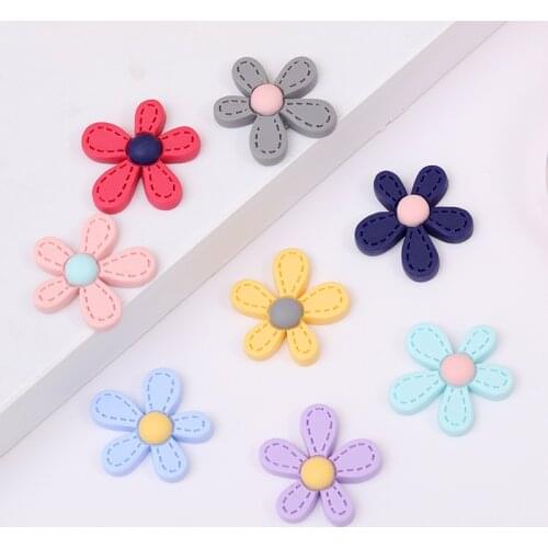 10 PCS 25x29mm Sweet Style Flowers Diy Resin Hair Accessories Mobile Phone Shell Beauty Patch Material