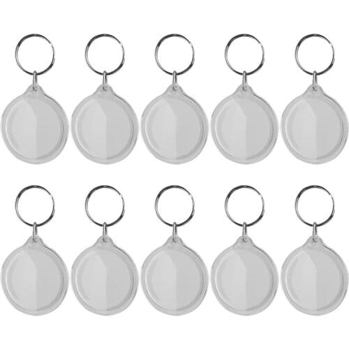 10pcs Photo Keychain Round Blank Insert Photo Picture Frame Split Ring Keychain