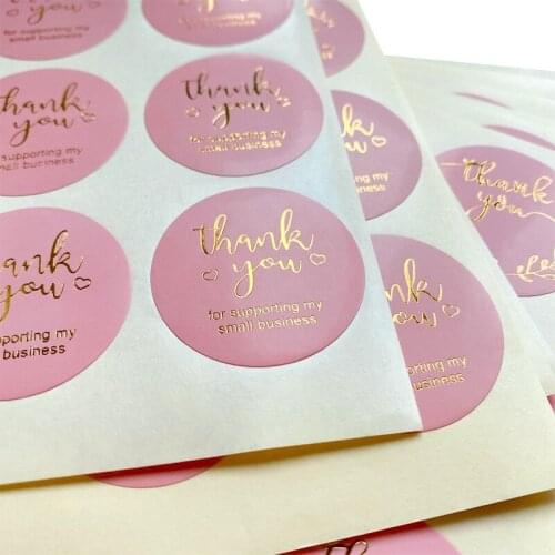 1200pcs Bronzing 35mm round sealing sticker pink THANK YOU wedding invitation food packaging stationery decoration wholesale