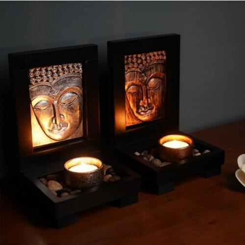2 Colors Buddha Candle Holder Southeast Asian Style Candle Holder, Zen Aroma Home Decoration Suitable for Living Room