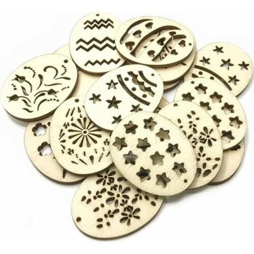 200PCS 40MM Wooden Oval Easter Eggs Shape Handmade Home Decoration Hanging Ornament Accessory Painting Scrapbooking Craft