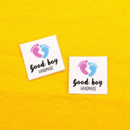 96 Custom Iron Labels, Logo or Text, Custom Design, iron on, Custom Design， Footprint (TB0093)