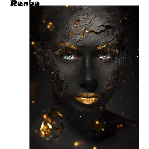 DIY Diamond full square African woman Makeup diamond embroidery mosaic rhinestone painting diamond painting 5d cross stitch B409