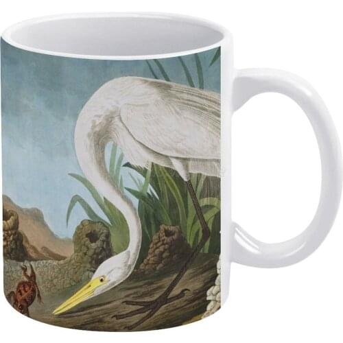White Heron-John James Audubon White Mug New Good Quality Print Mug 11 Oz Coffee Cup John James Audubon Audubon Birds America F