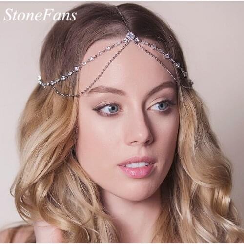 Stonefans Bohemia Jewelry Rhinestone Forehead Hair Chain Hair Accessories for Girls Crystal Headband Wedding Bridal Headwear