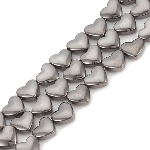 70pcs/strand Electroplate Non-magnetic Synthetic Hematite Beads Heart Shape Loose Bead Spacer For Jewelry Making 6x5.5x3mm 15.7"