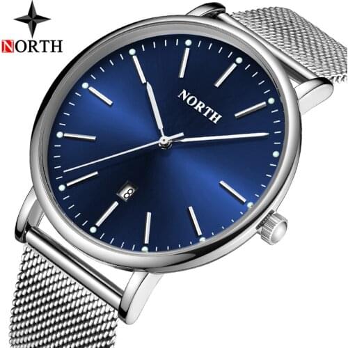 Luxury Brand Men Watches NORTH Fashion Business Simple Quartz Steel Mesh Watches Men Sport Waterproof Watches Relogio Masculino