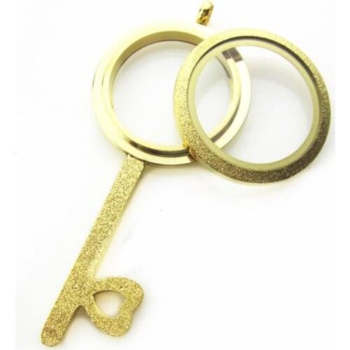 Dropshipping 30mm Glitter Key Floating Memory Locket Necklace Round Living Screw Twist Glass Lockets Without Chain Wholesale