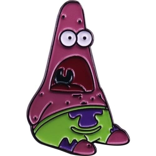 Surprised Patrick enamel pin cartoon fun Christmas stocking stuffer