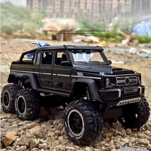 Hot 1:28 scale wheels diecast car benz G63 6x6 metal model with light sound monsters Pickup truck Yama yz450F pull back toy