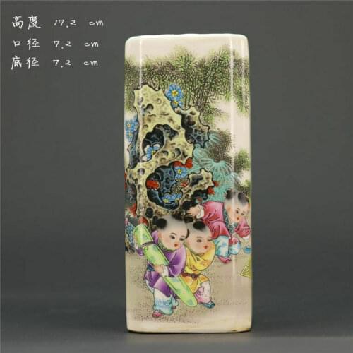 Chinese Antique Collection Qing Dynasty Guangxu Pastel Character Pen holder