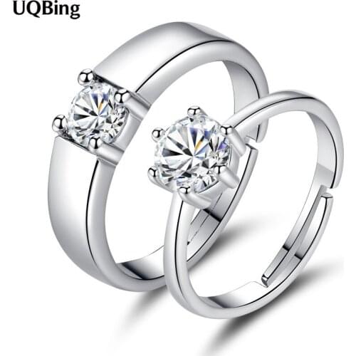 Couple Cubic Zirconia Band Wedding Rings For Women Pure 925 Sterling Silver Ring Real Silver Jewelry