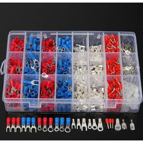 1000Pcs 24Types Insulated Crimp Terminals Kit Electrical Cable Wire Cord Pin End Connectors Spade Fork Ring Assorted Set