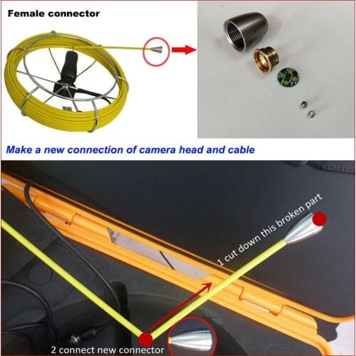 Pipeline Inspection Camera Broken Cable Repair Connector Pipe Camera Head Cable Replacement Spare Part Female Connector