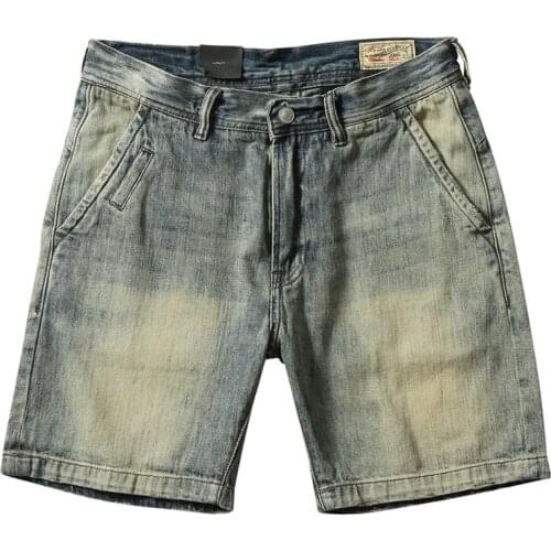 2021 summer American casual wear white and old mens denim shorts mens straight five-point pants pants trend