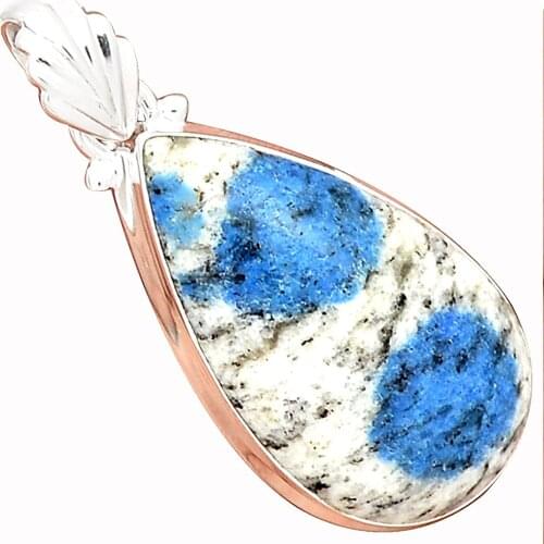 Lovegem Genuine K2 Blue PENDANT 925 Sterling Silver, 42 mm, AP3574