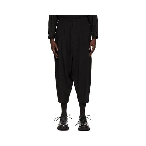 Trendy mens dark slacks quarter pant tapered harem pants