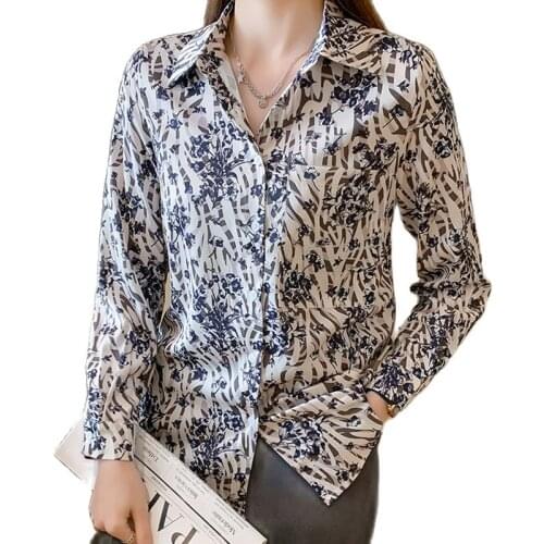 Fashion flower printing ladies shirts Womens Blouses 2021 Spring Autumn Long Sleeve Shirts Tops Blusas Mujer