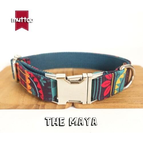 MUTTCO retailing special ethnic style colorful handmade soft dog collars THE MAYA self-created dog collar 5 sizes UDC043