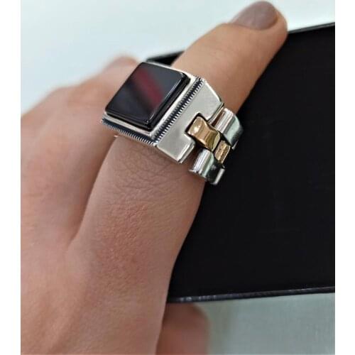 ROLEX WATCHBAND SQUARE ONİKS STONE MEN 'S RING