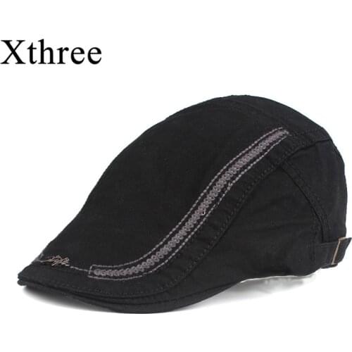 Xthree Fashion Mens Beret Cap Cotton Hats for Men Visors Sunhat Gorras Planas Caps Adjustable Berets