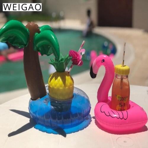 Inflatable Cup Holder Coconut Tree Flamingo Drink Holder Swimming Pool Float Summer Theme Party Hawaiian Luau Party Decorations