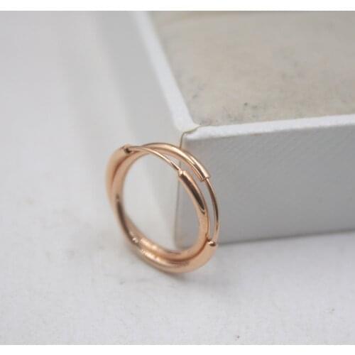 Real 18K Rose Gold Earrings Smooth Thin Womans Hoop Mother Gift 15mmDia New Jewelry